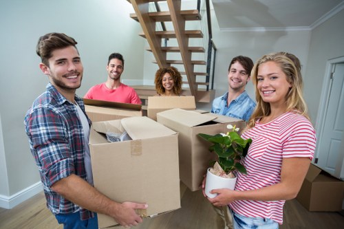 Moving van and boxes for a Hackney home relocation