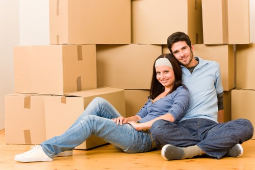 Packed boxes ready for a local house move in Hackney