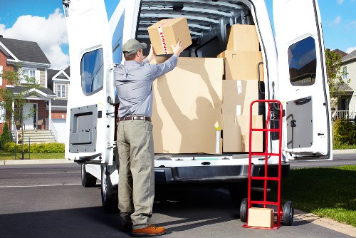 Securely arranged boxes and furniture in a van