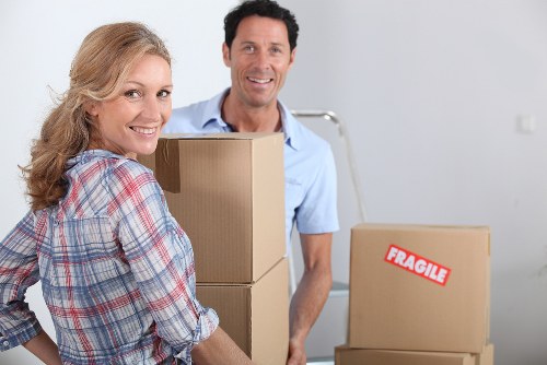 Household items being loaded into a removal van in Hackney